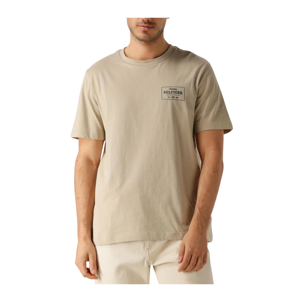 Tommy Hilfiger Heren Monotype Printed Label Tee Beige Heren