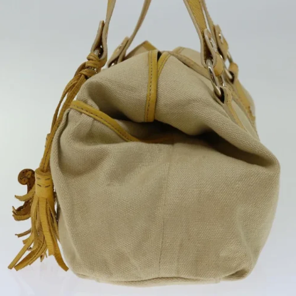 Celine Vintage Pre-owned Canvas handbags Yellow Dames