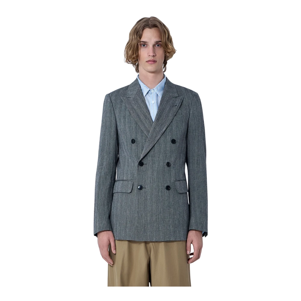 Dries Van Noten Men's Gray Blazers, L, Double-Breasted Blazer