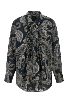 Shredded Seam Ruffle Shirt