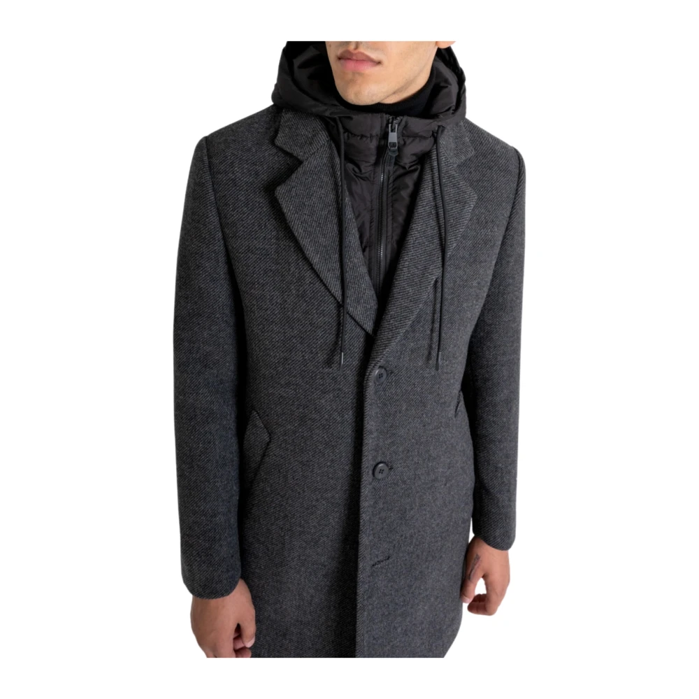 Antony Morato Wollen jas in melange grijs Gray Heren