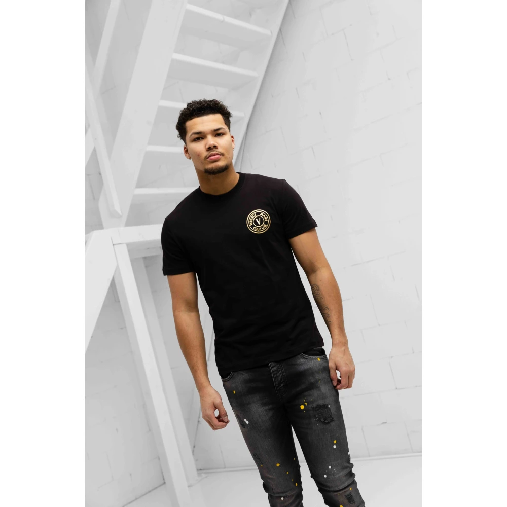 Versace Jeans Couture Zwart V-Embleem T-Shirt Heren Black Heren
