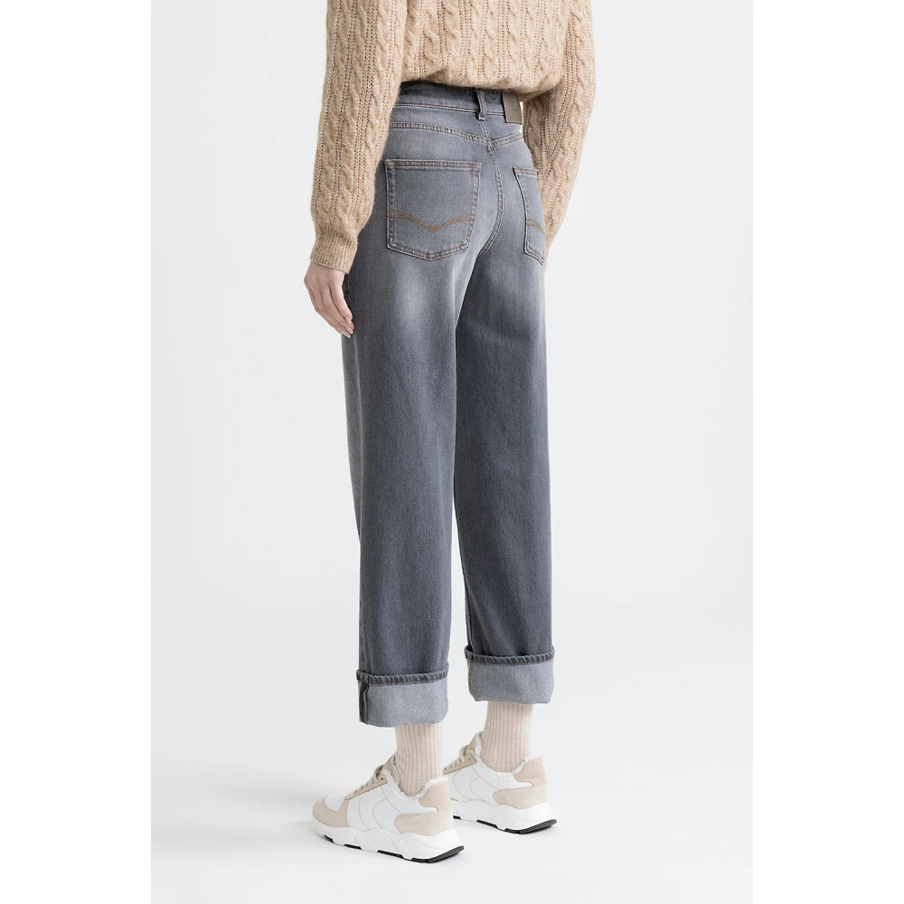 PESERICO Comfortabele katoenen denim broek Gray Dames