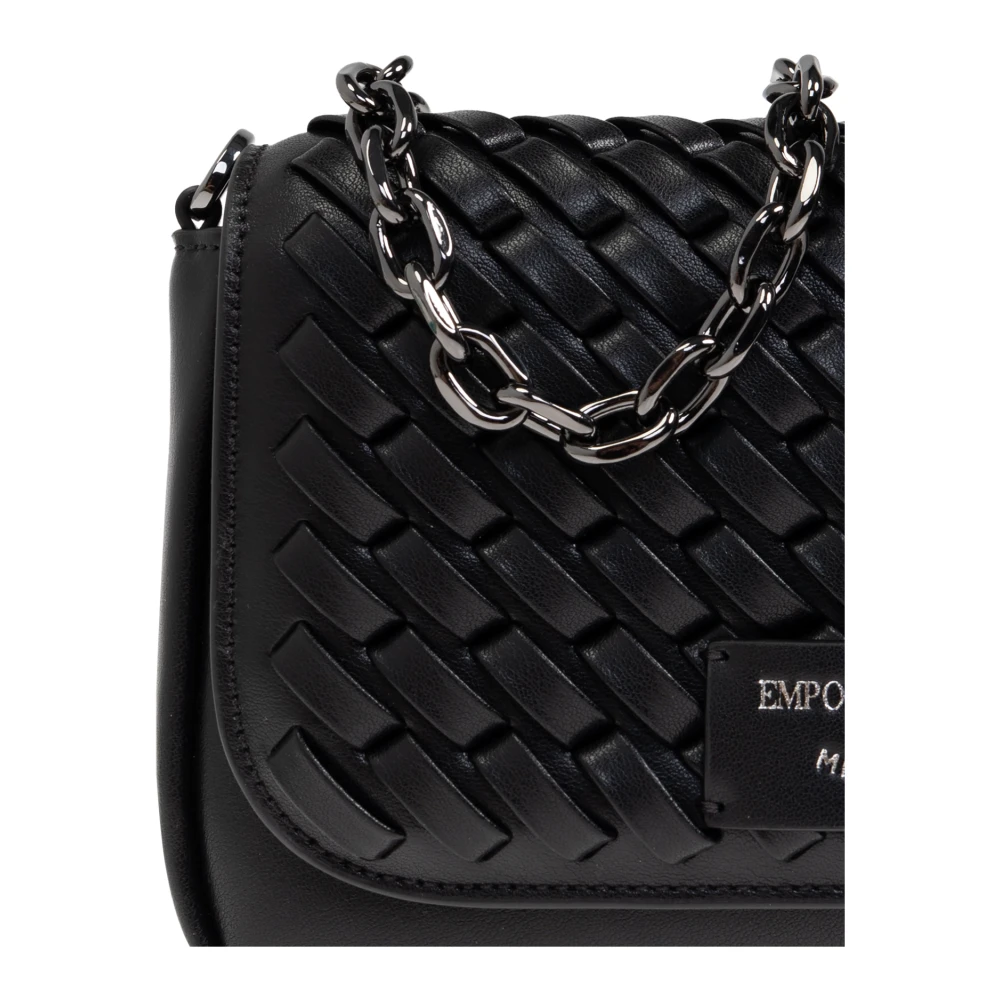 Emporio Armani Schoudertas met decoratief vlechtwerk Black Dames