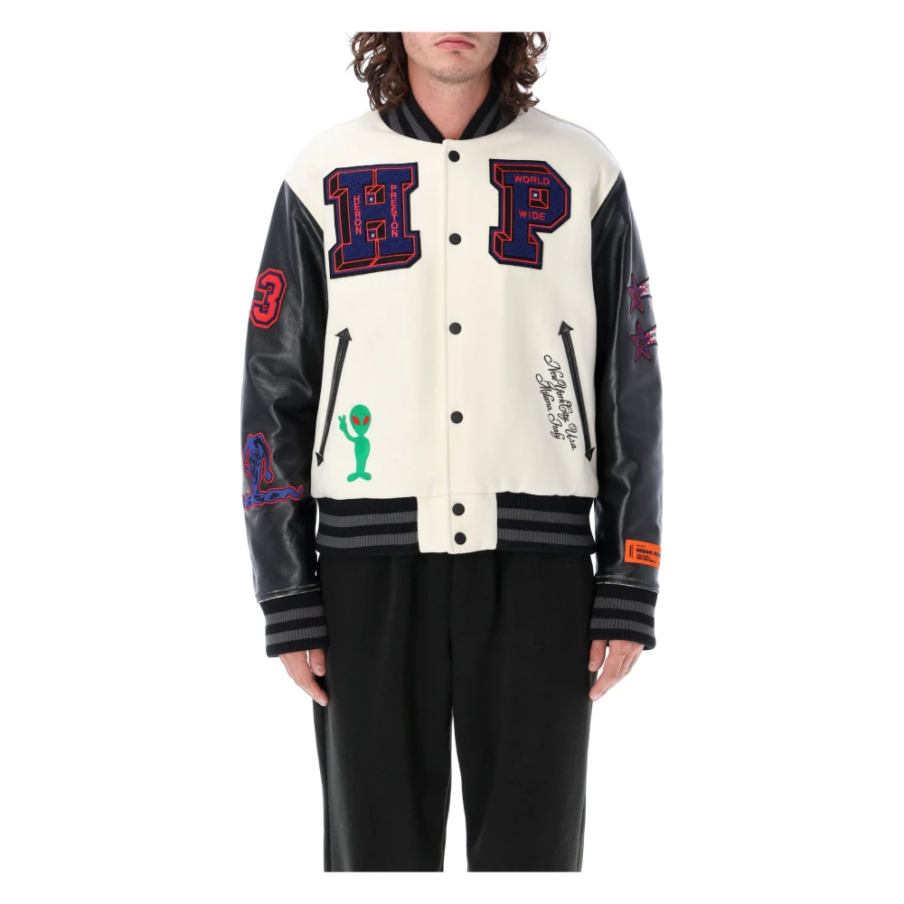 Heron Preston HP Patches Varsity Bomber Jacket Multicolor, Herr