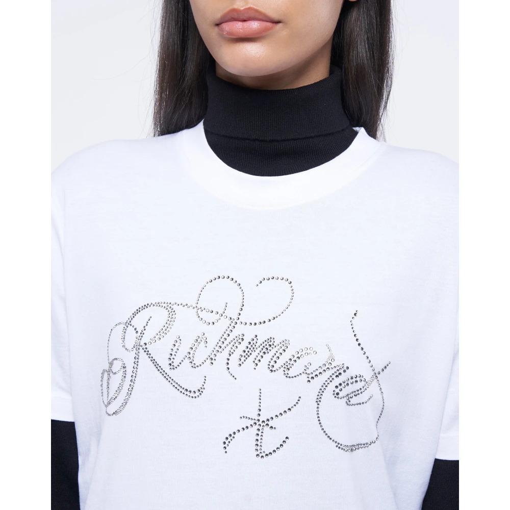 John Richmond T-shirt met lovertjeslogo White Dames