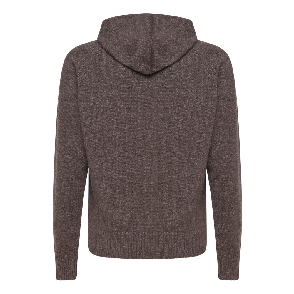 K-way Donkerbruine Wollen Hoodie met Rits Brown Heren