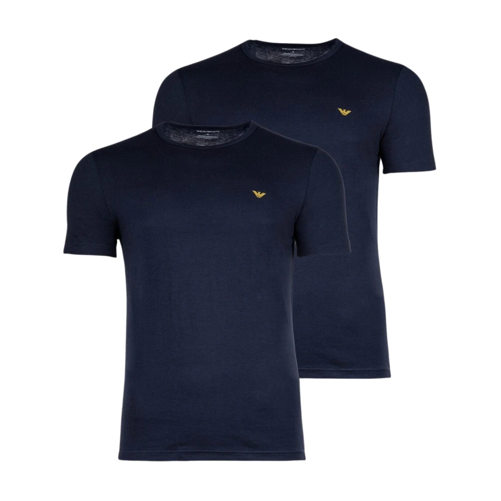 Emporio Armani 2-Pack Katoenen T-shirts met Klein Logo Blue Heren
