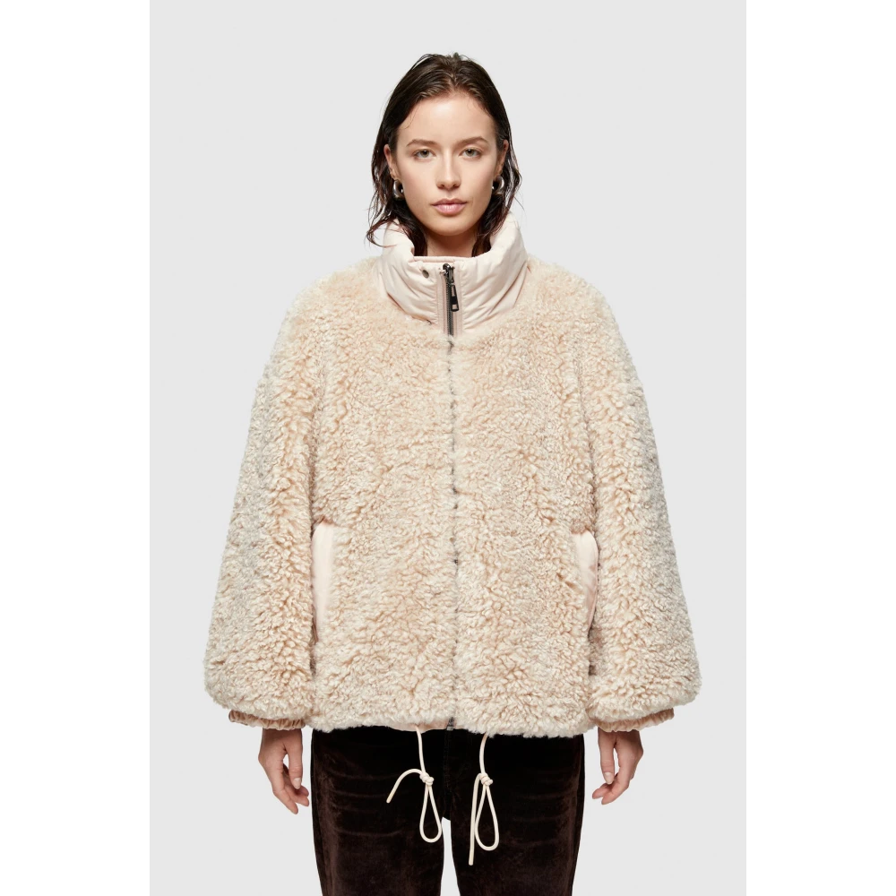 OOF Wear Omkeerbare Synthetisch Leren en Katoenen Jas Beige Dames
