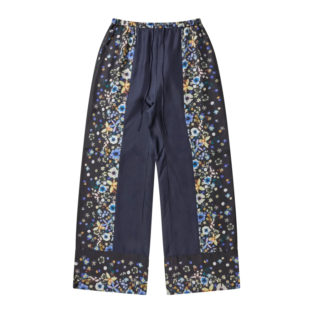 Munthe Women's Multicolor Wide Trousers, Xs, Elegant Floral Silk Trousers