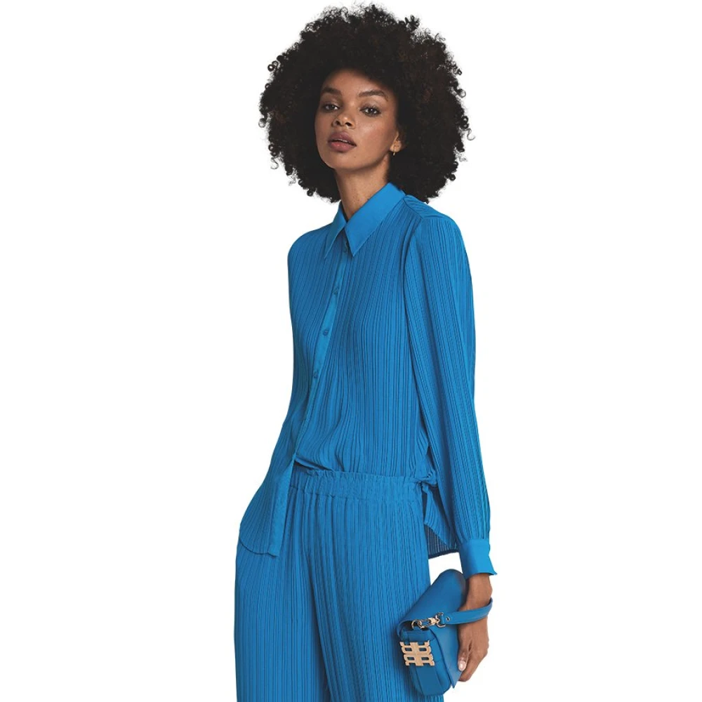 RIANI Geplooide blouse met zijsplitten Blue Dames