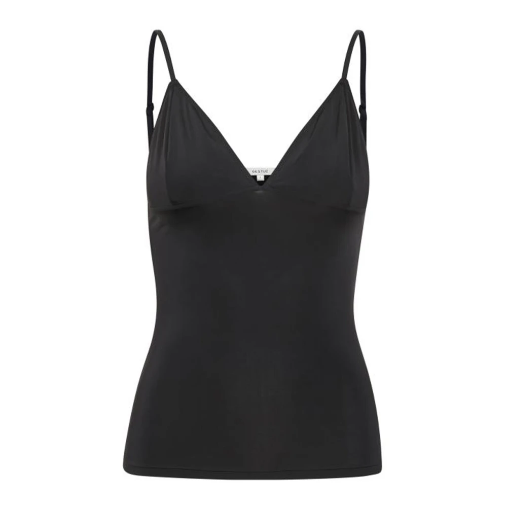 Gestuz Black Camigz Top With Adjustable Straps - Female - Sleeveless Tops - Xs - Tops