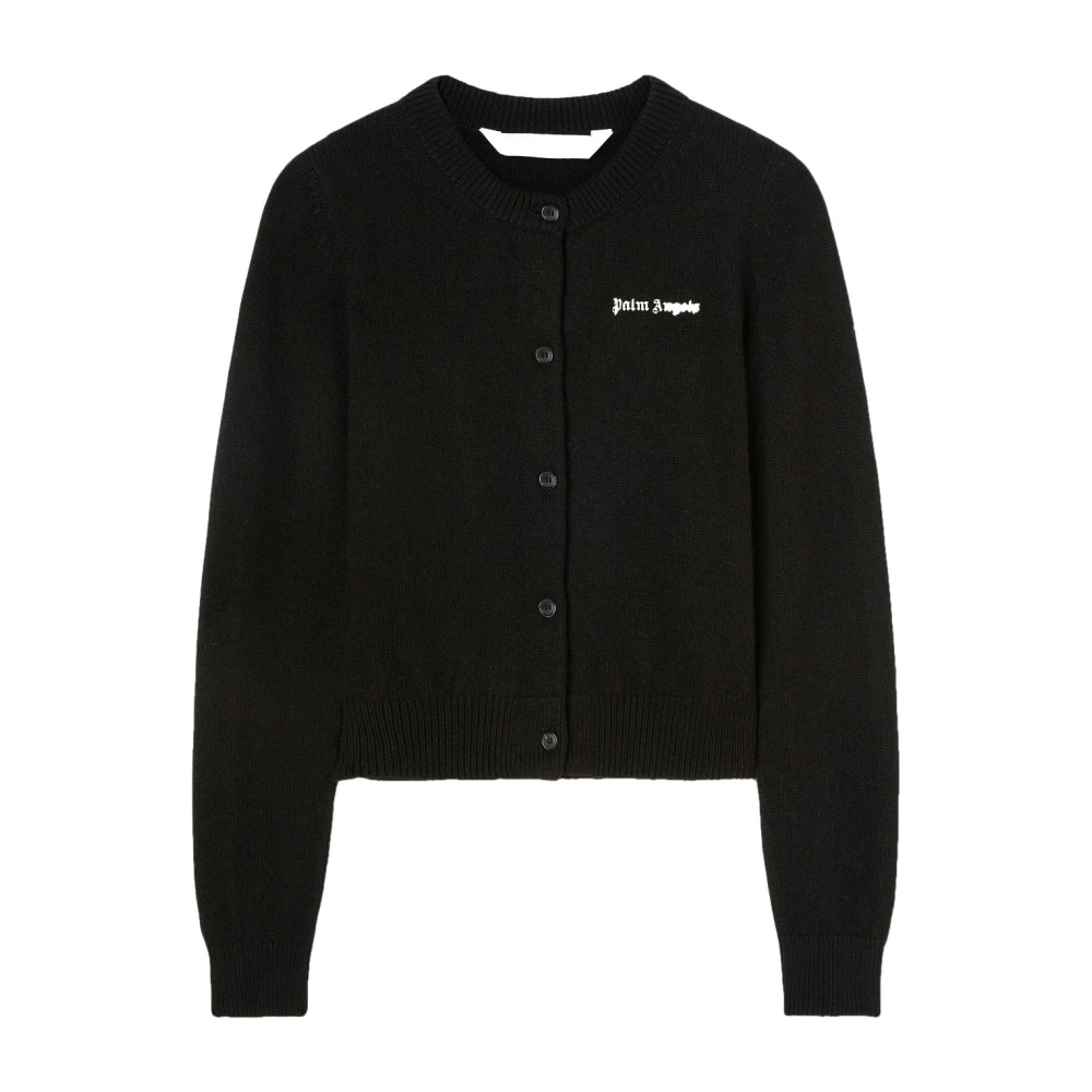Palm Angels - Cárdigan Ajustado Con Logo Clásico - Knitwear - Mujer - Negro - L