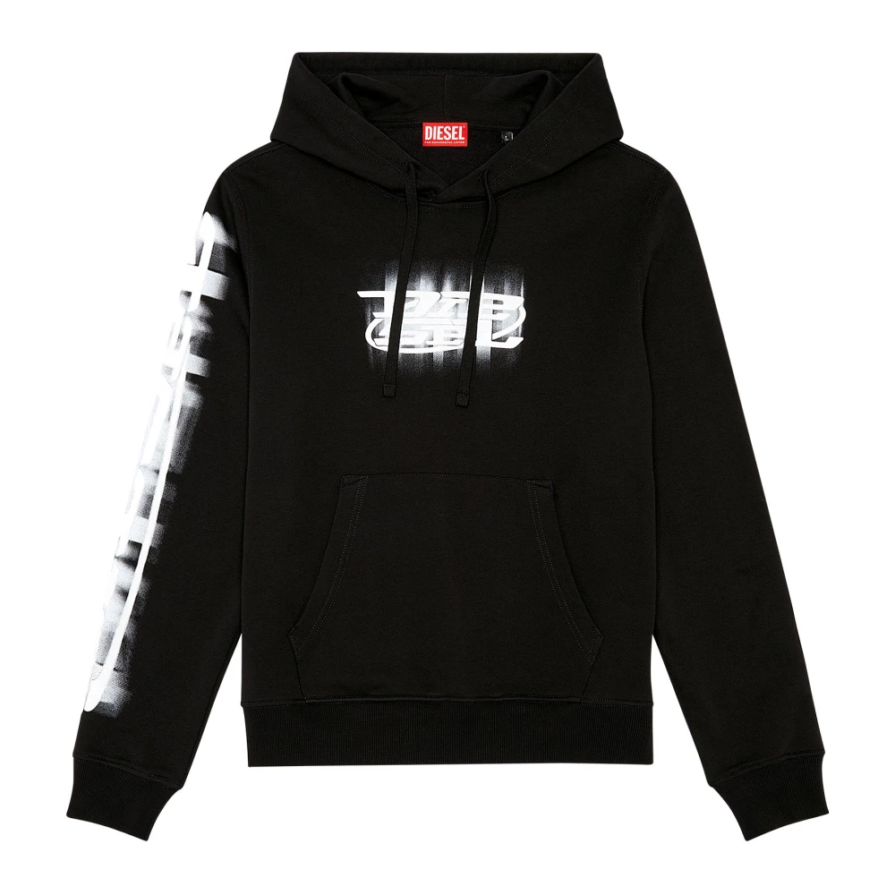 Diesel Hoodie with blurry prints Black Heren