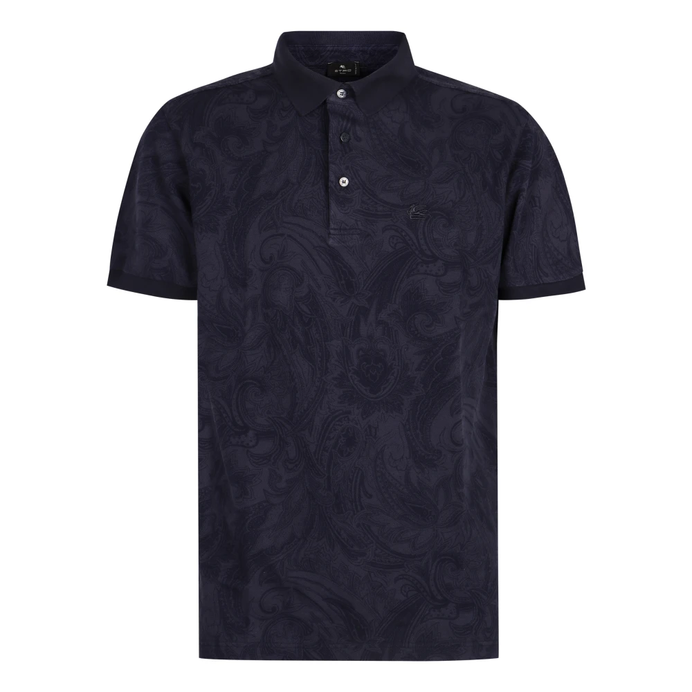 ETRO Katoenen Polo Shirt met Paisley Motief Blue Heren