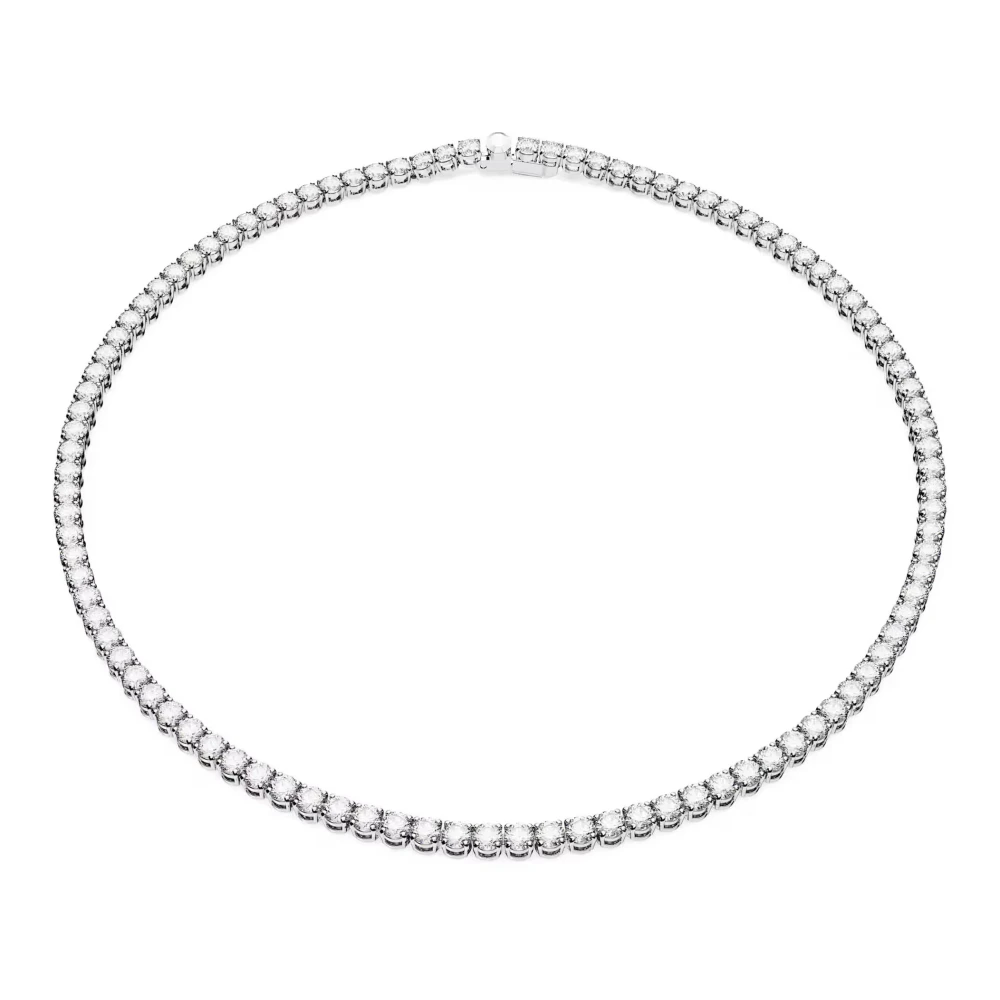 Swarovski Gray Necklace Unisex Matrix Tennis Mini Round Cut White Rhodium Plated 5681801 - Unisex - Necklaces - One Size - Accessories