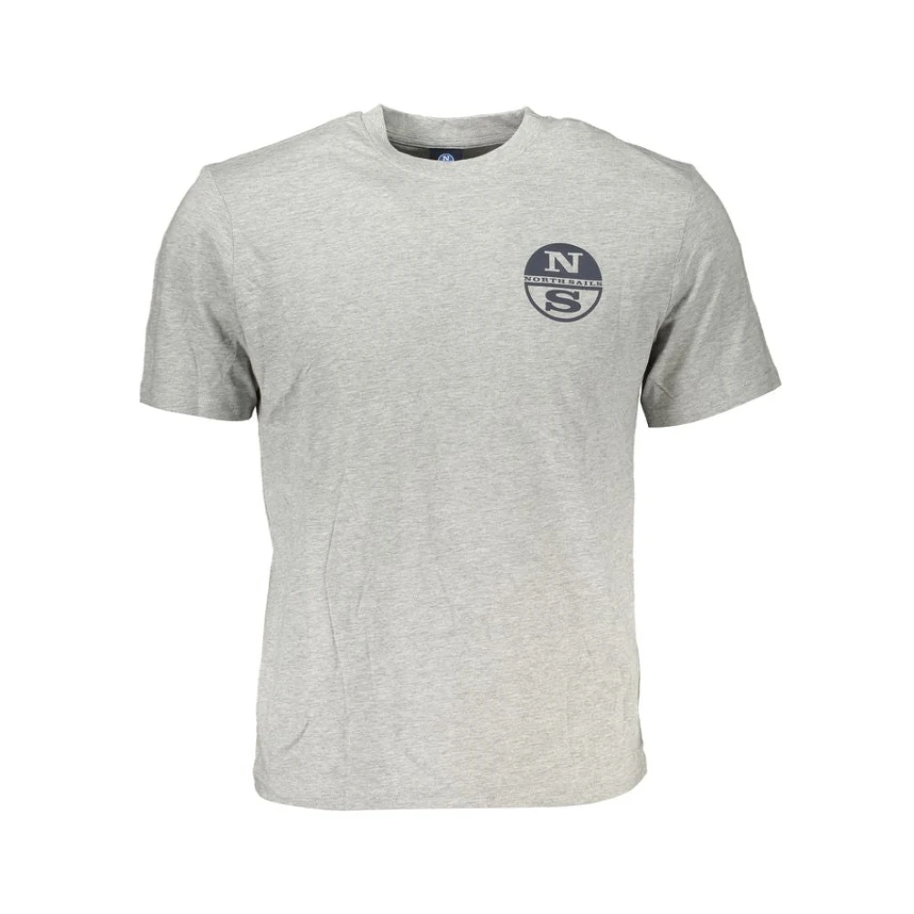North Sails Men's Gray Printed Cotton T-Shirt With Round Neck - T-Shirts - 2XL- Tops