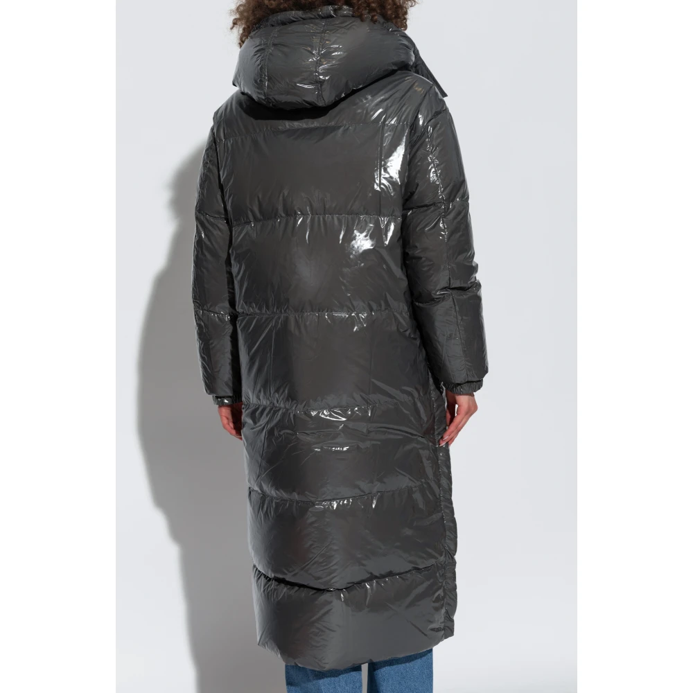 Yves Salomon Lange omkeerbare jas met afneembare capuchon Gray Dames
