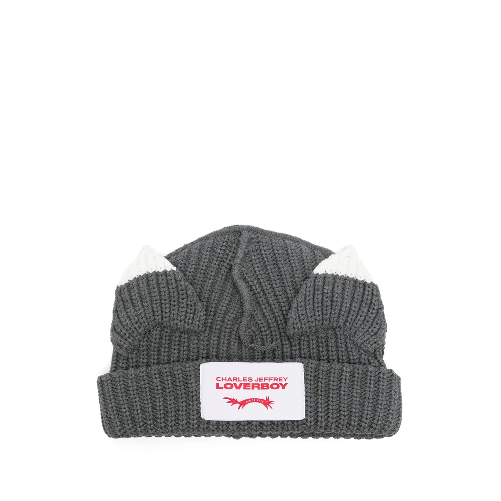 Loverboy by Charles Jeffrey Grijze Logo Patch Gebreide Muts Gray Heren