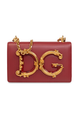 Pochette DG Girls en cuir de veau Noir