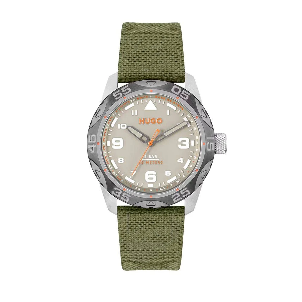 Hugo Men's Green Fabric Watch Quartz Analog