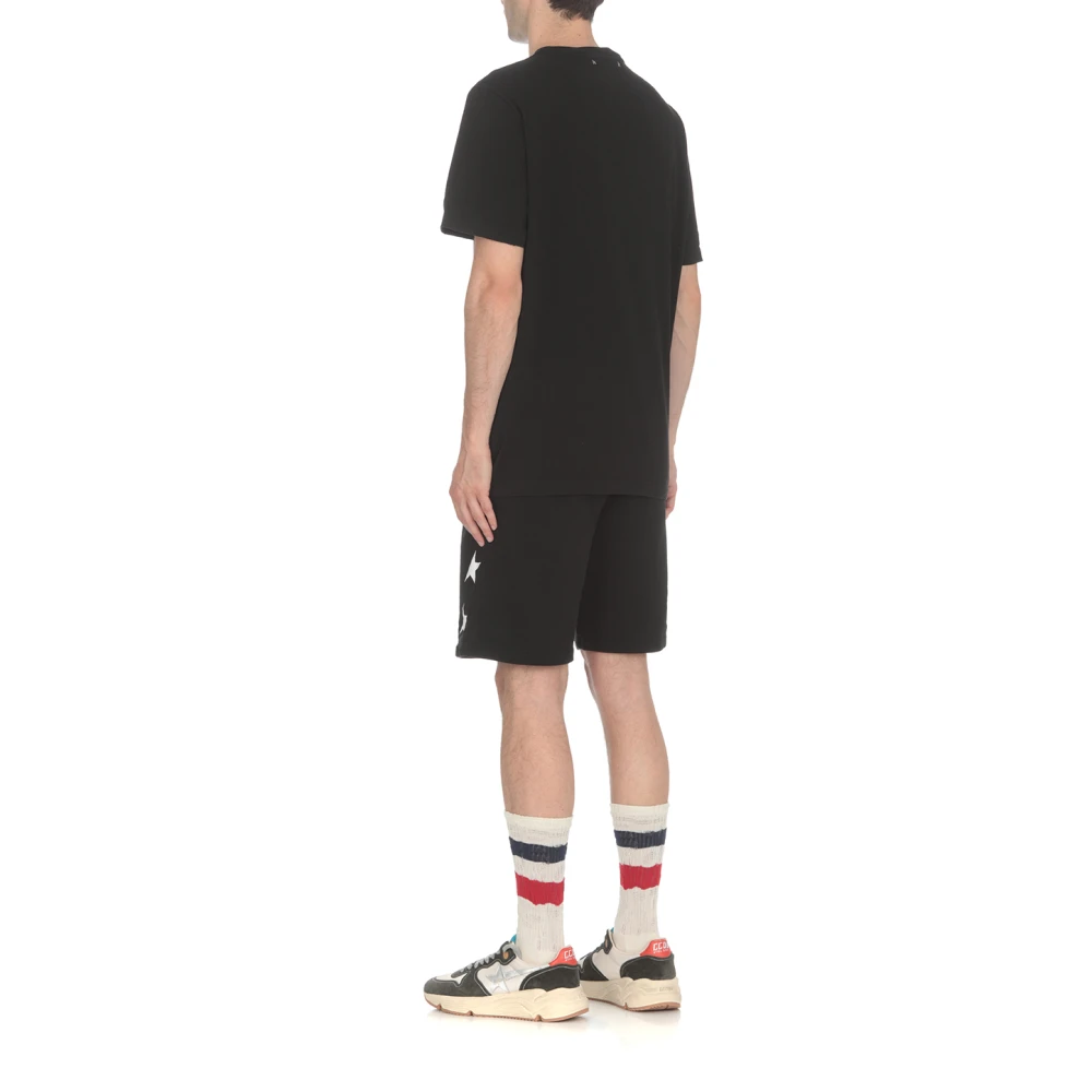 Golden Goose Zwart katoenen T-shirt met logo patch Black Heren