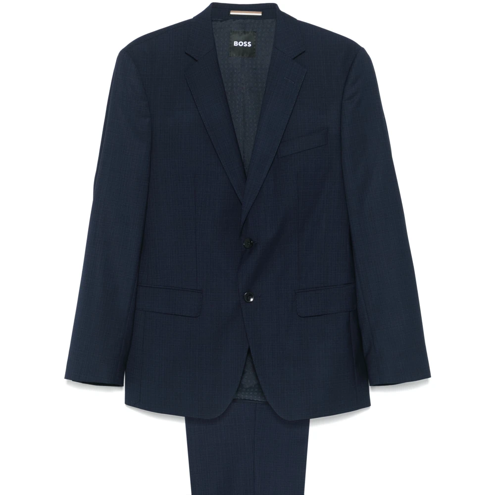 Hugo Boss Slim Fit Wollen Pak met 2 Knopen Blue Heren