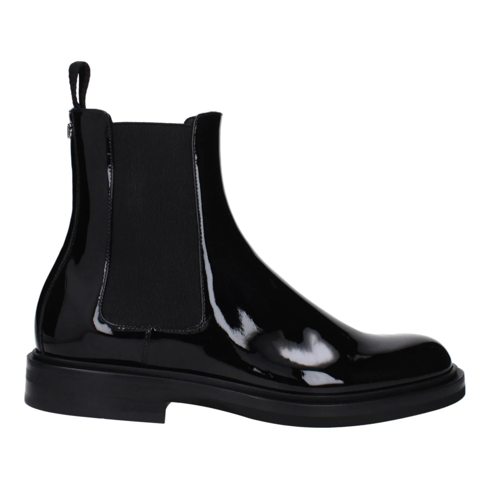 Dolce & Gabbana Uomo Nero Stivaletti In Pelle Nera Eleganti