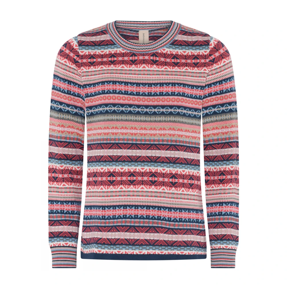 Skovhuus Blauw Roze Gestreepte Jacquard Trui Blouse Multicolor Dames