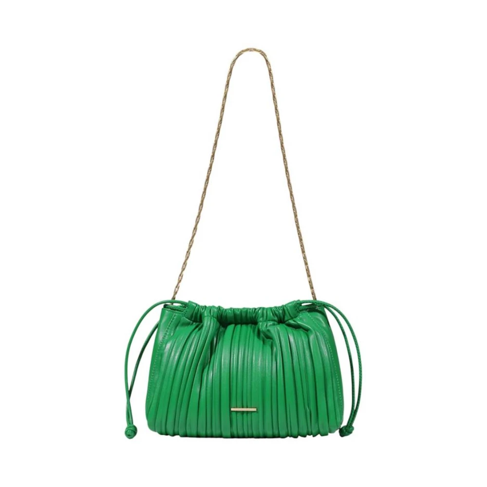 Calvin Klein Women's Green Pleated Chain Shoulder Bag - Bucket Bags - One Size- Bags
