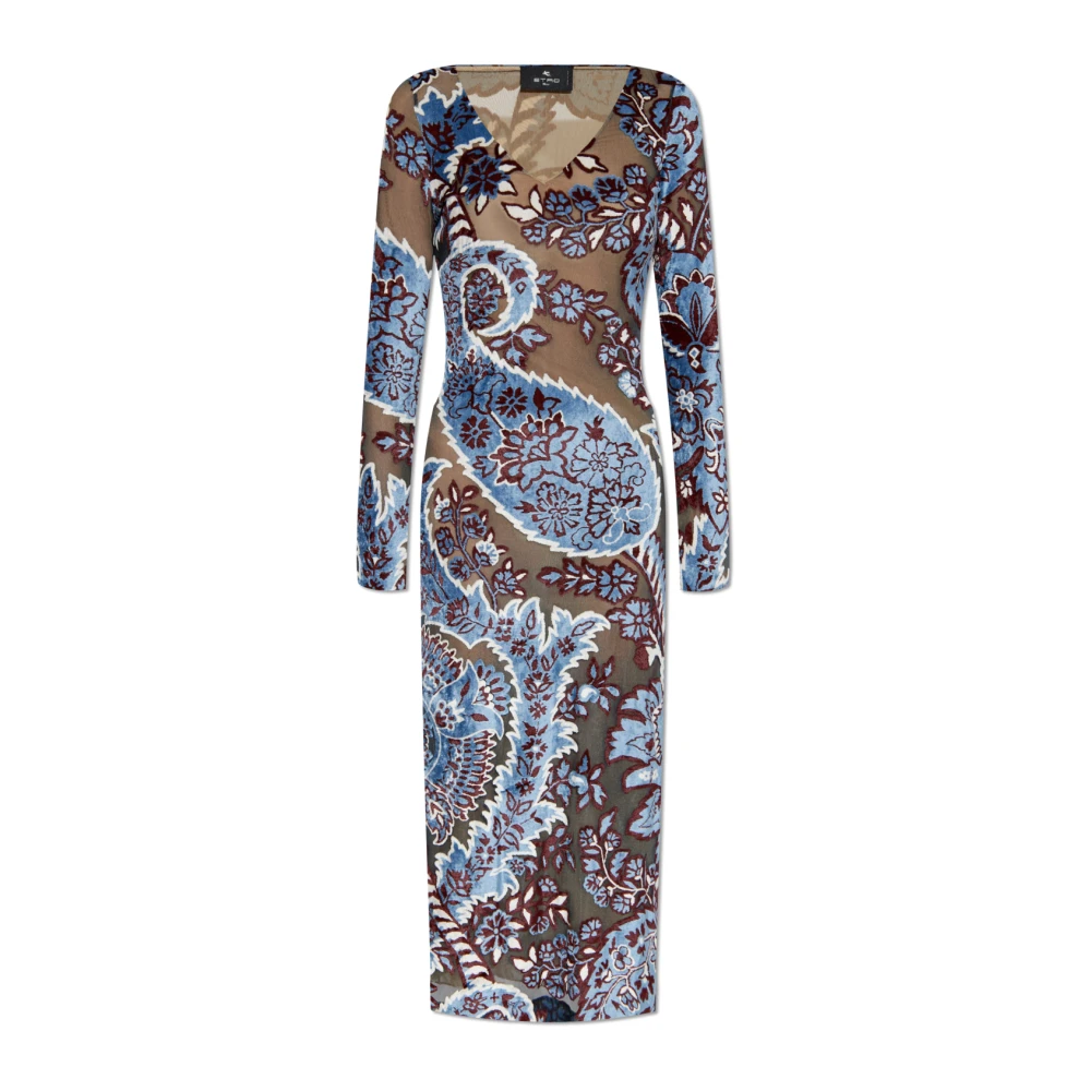 ETRO Gestreepte jurk met fluwelen afwerking Multicolor Dames