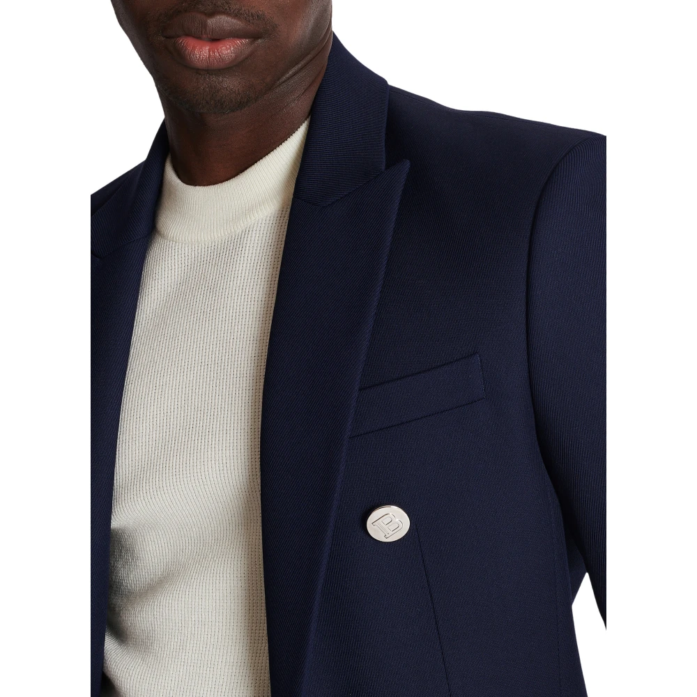 Balmain Twill 6-knoops jasje Blue Heren