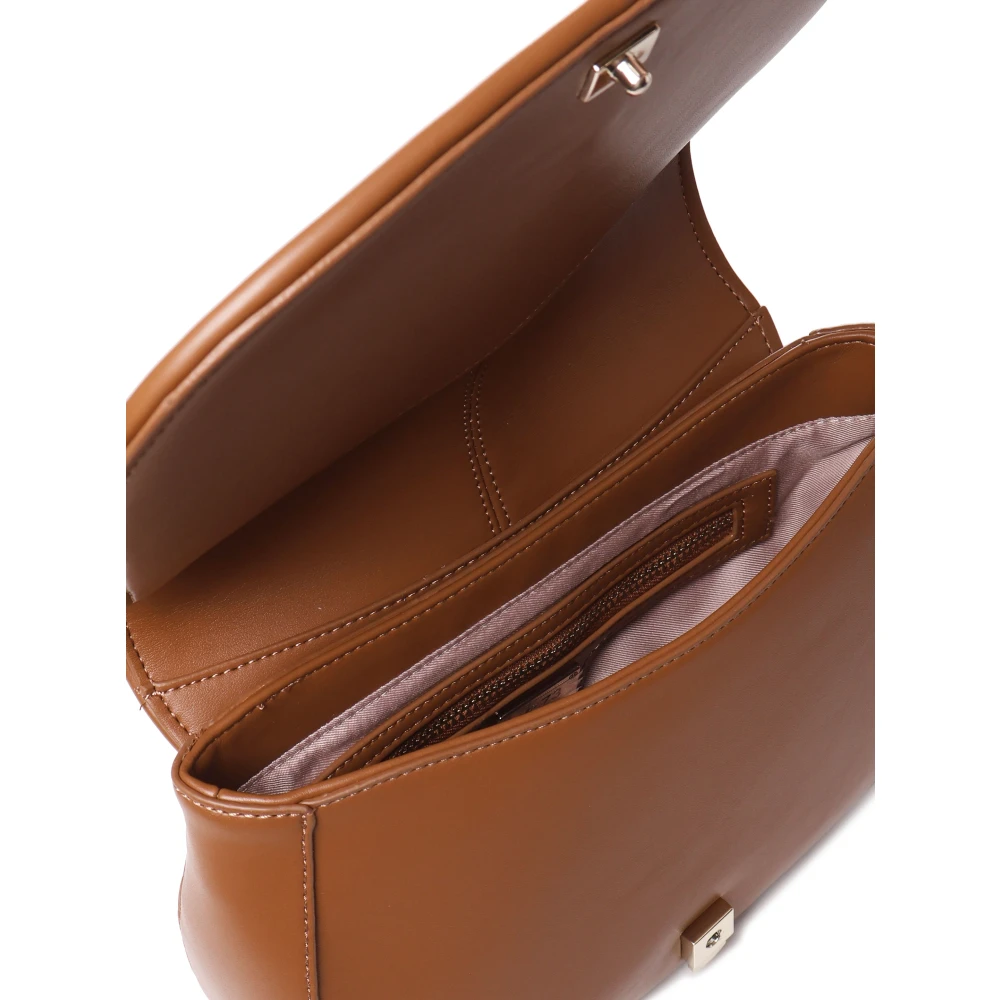 V73 Bruine Schoudertas met Klepsluiting Brown Dames
