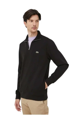 Sweatshirt med hög krage och dragkedja i interlock-stickning