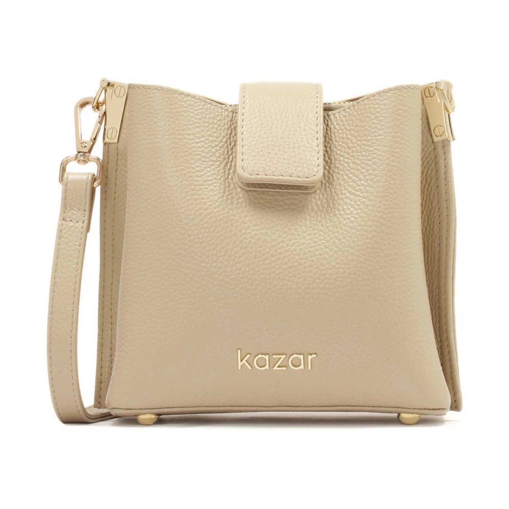 Kazar Compacte leren handtas Beige Dames