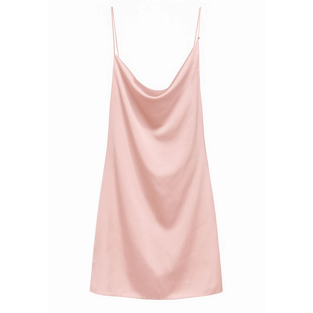 Me-Fui Women's Pink Short Dresses, S, Satin Slip Dress