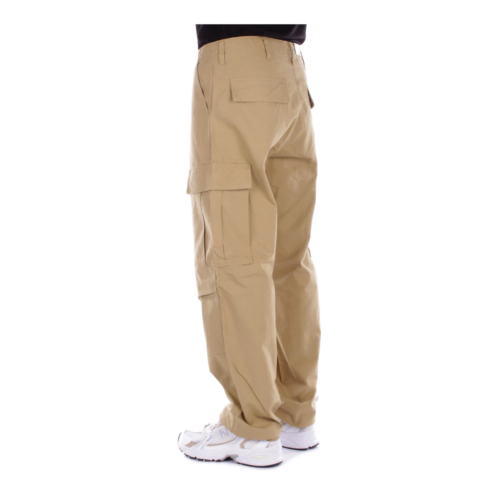 Carhartt WIP Donkergele Broek Logo Rits Knoop Yellow Heren