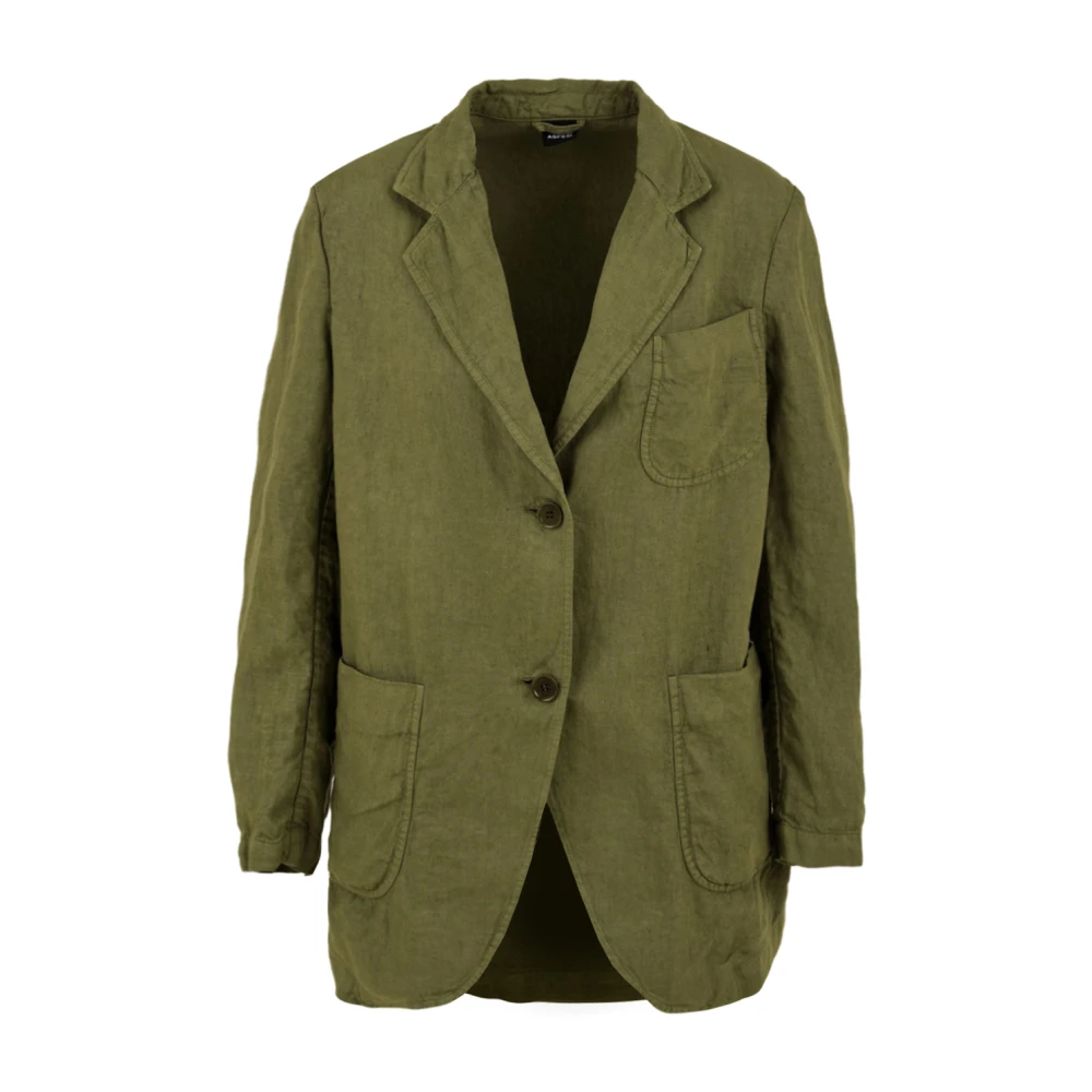 Aspesi Groene Viscose Blazer met Klassieke Revers en Parelmoer Knopen Green Dames