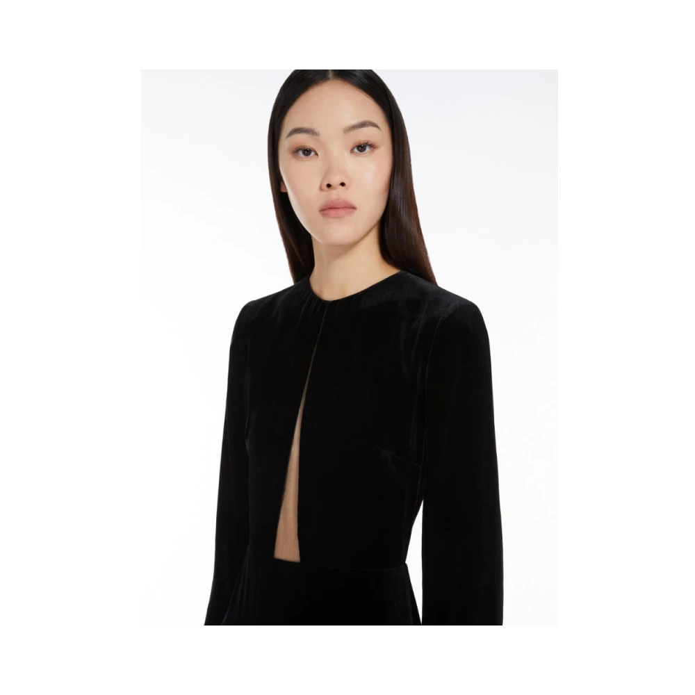 Max Mara Fluwelen Lange Jurk Array Green Dames