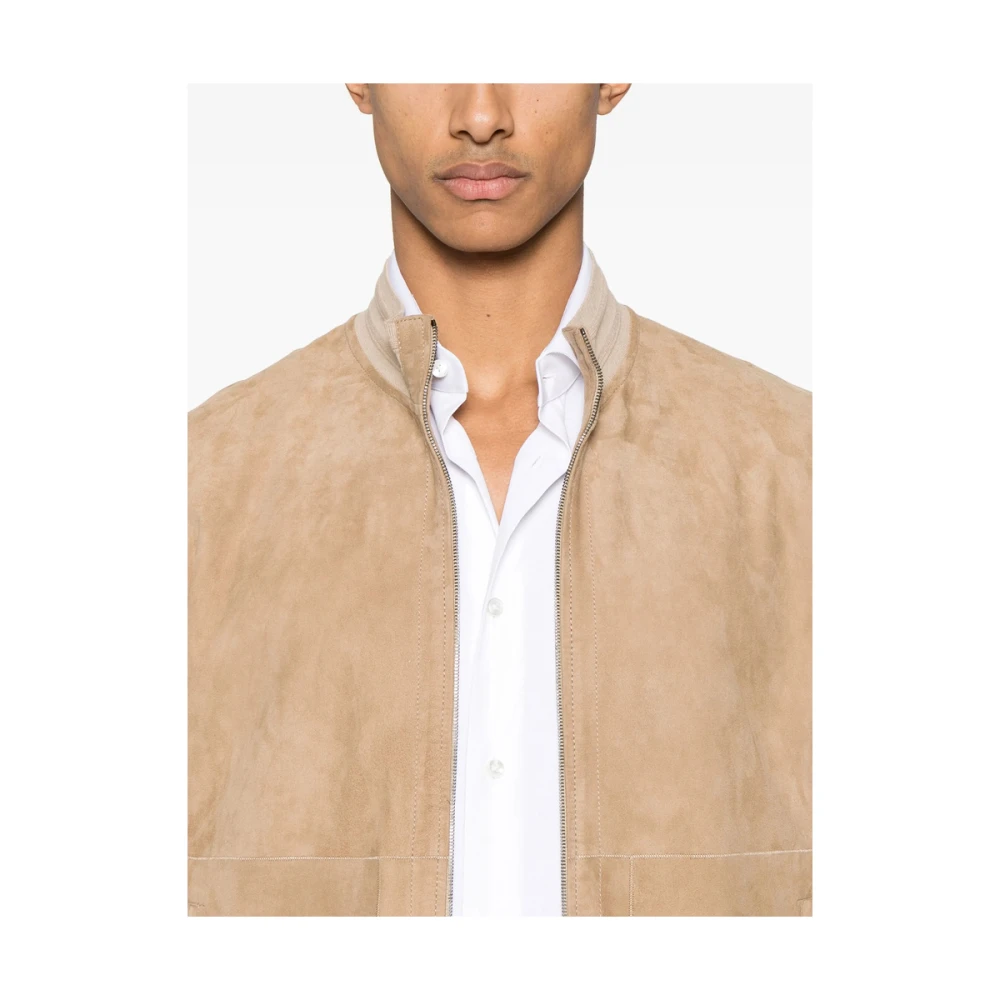 Canali Kameelbruine rits-voorzijde bovenkleding Beige Heren