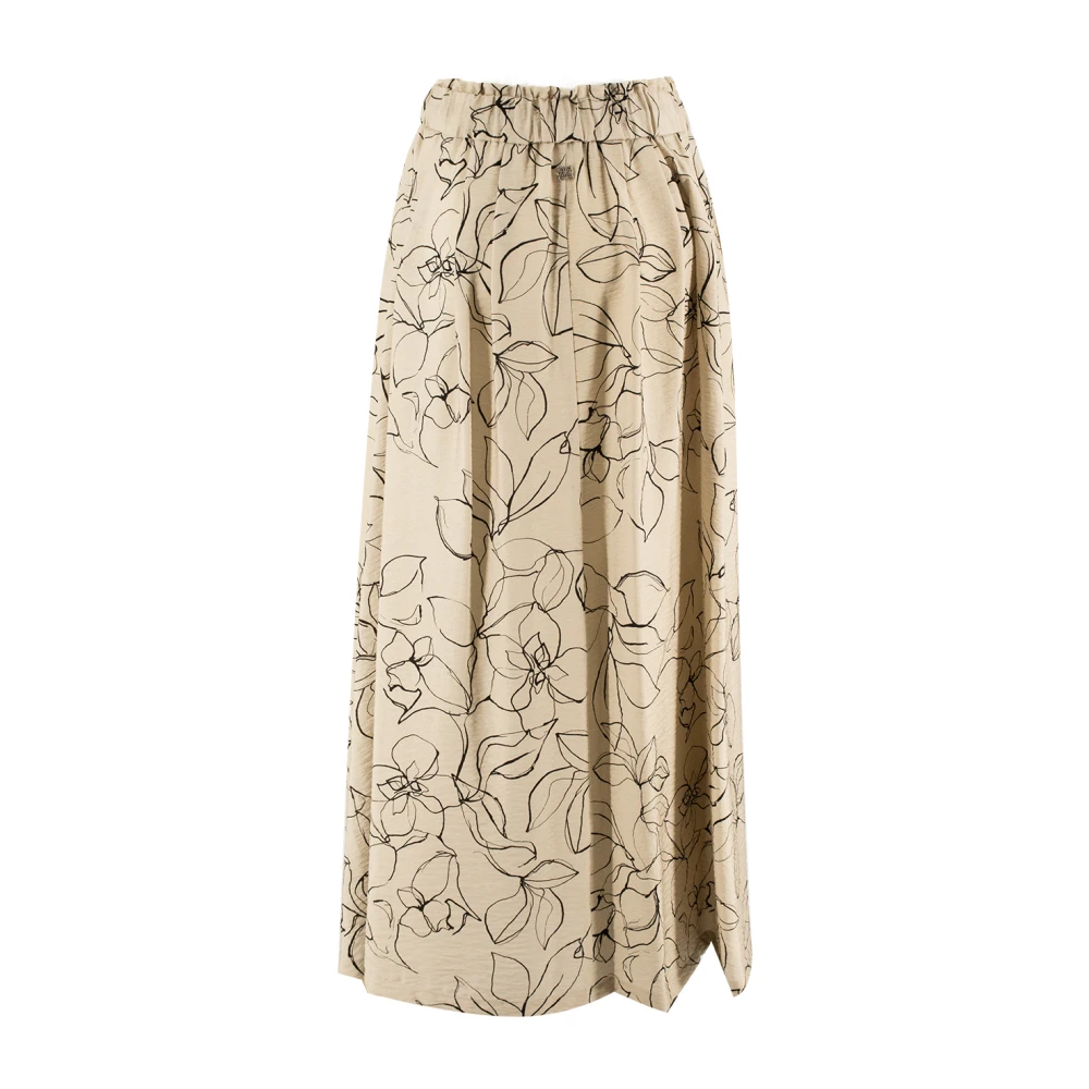 Panicale Bloemenprint Midi Rok met Plooien Beige Dames