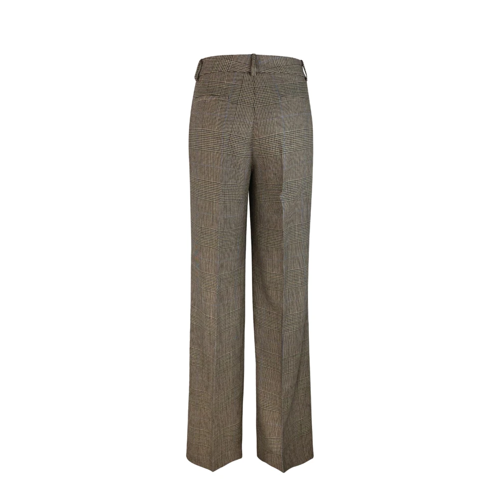 P.a.r.o.s.h. Bruine Geruite Broek Ritssluiting en Knoopsluiting Brown Dames