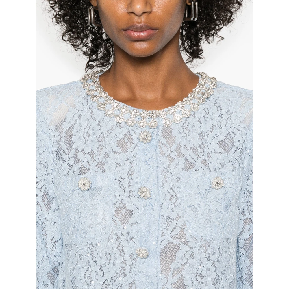 Self Portrait Kanten Top Rs25-053T-Bl Blue Dames