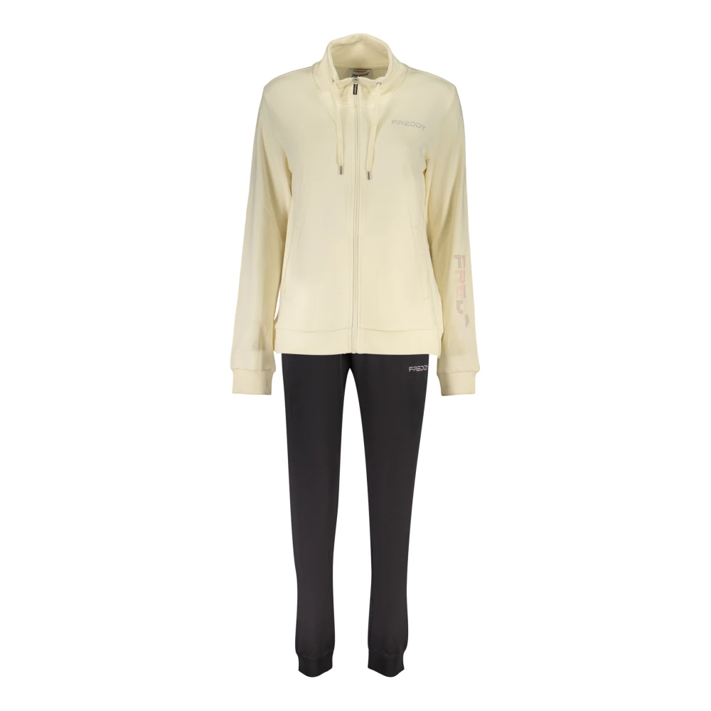 Freddy Vrouw Beige Fitness Dames, S, Katoen, S26wtrk 1 Sweatshirt And Broeken Set