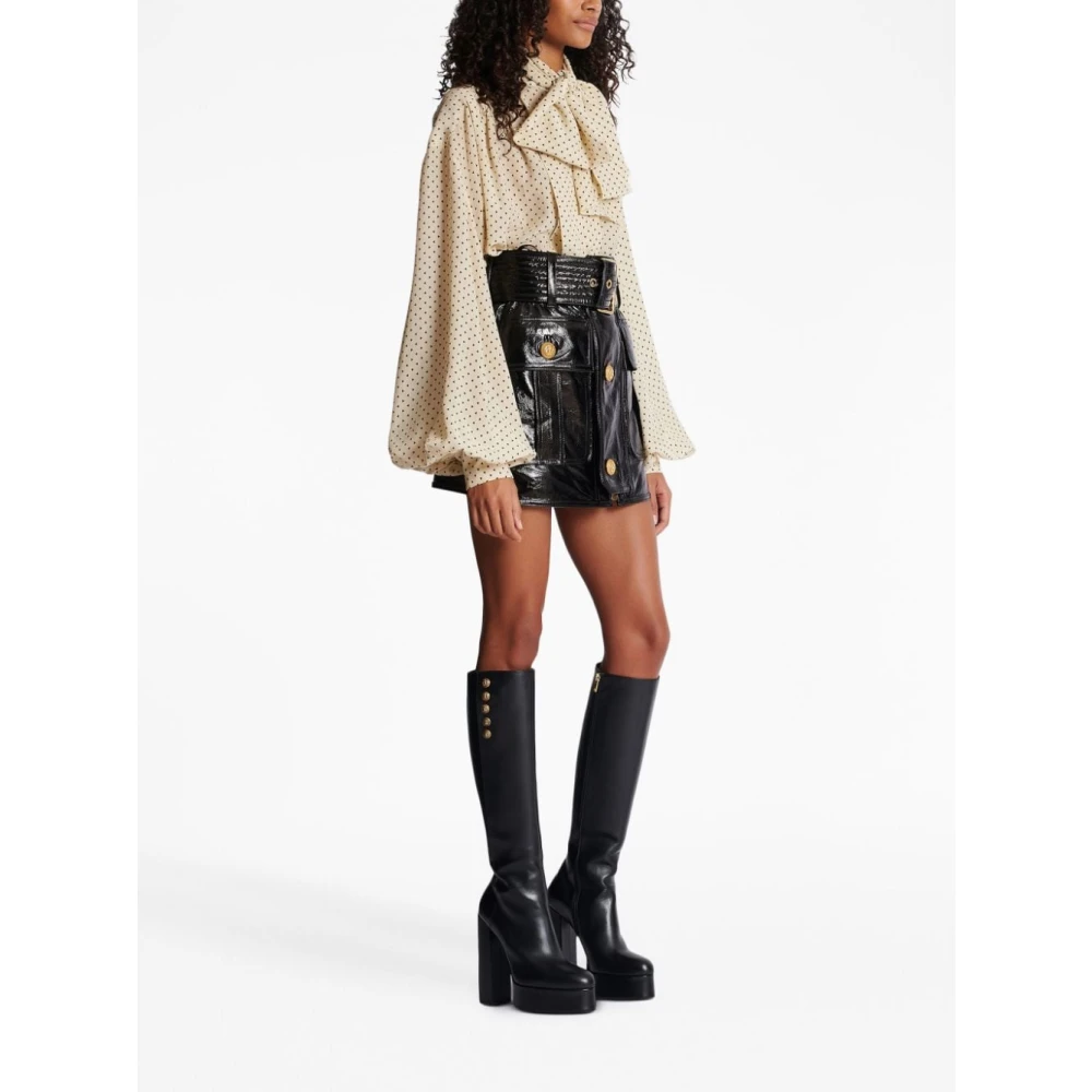 Balmain Noir Patent Leren Riem Black Dames