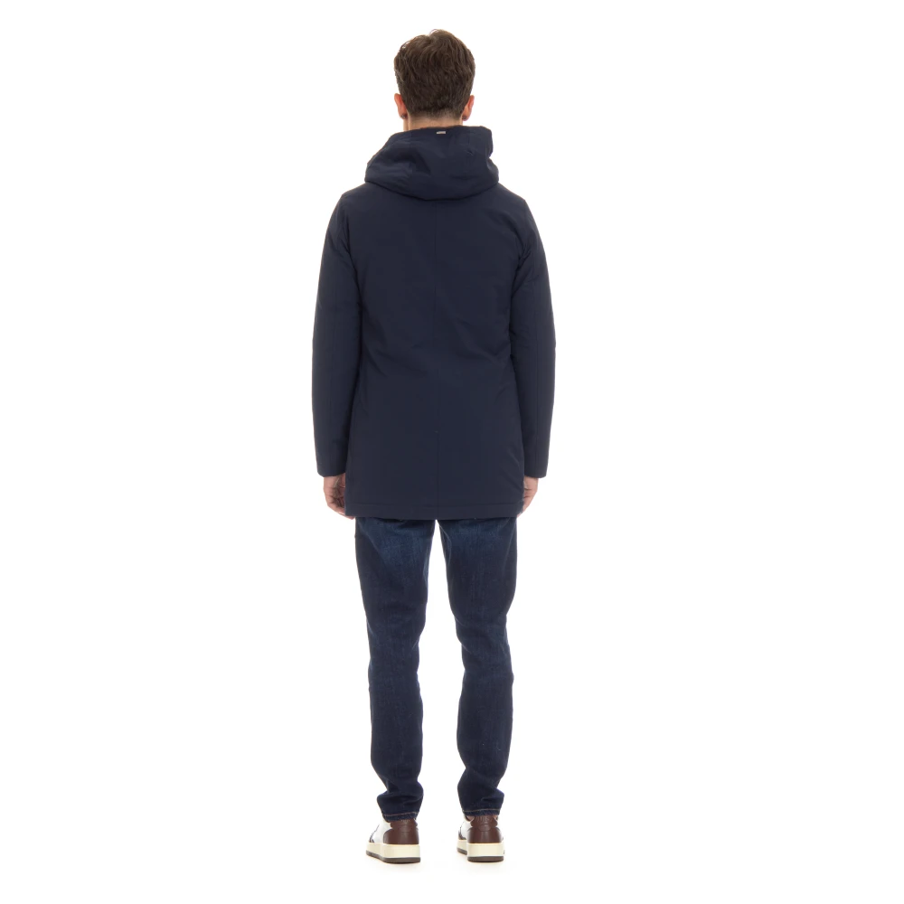Herno Blauwe Parka met Verstelbare Capuchon Blue Heren
