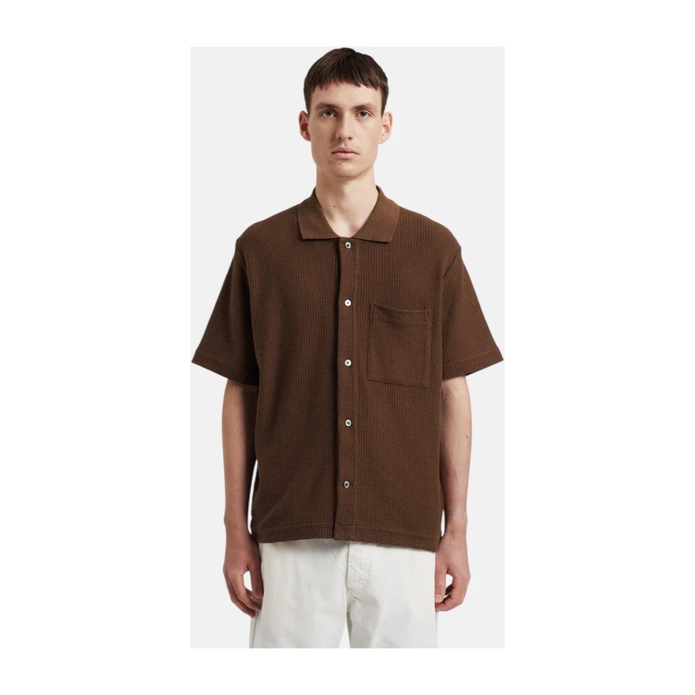 Norse Projects Gustav Crochet Jersey Shirt Kastanje Brown Heren