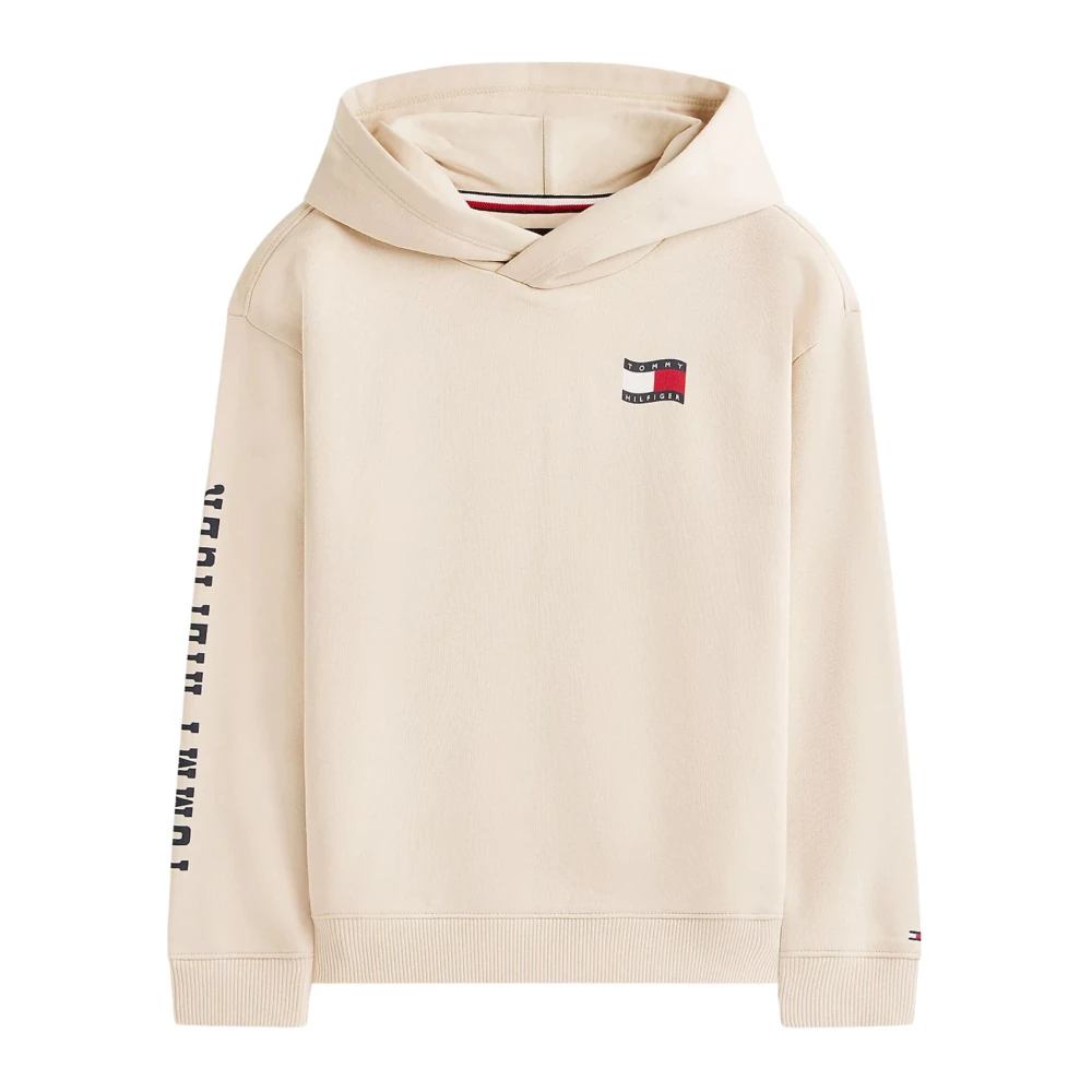 Tommy Hilfiger Boys Beige Wavy Flag Hoodie - Kids Sweatshirts - 12 Y - Kids