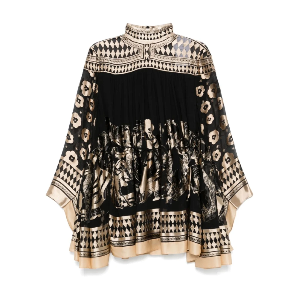 Zimmermann Zwart Beige Chiffon Mini Jurk Multicolor Dames