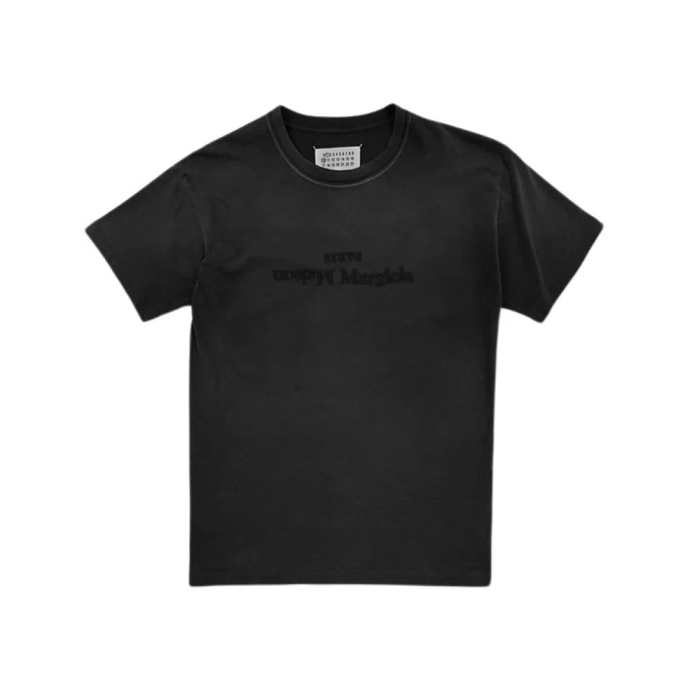 Maison Margiela Zwart T-shirt met omgekeerd logo Gray Dames
